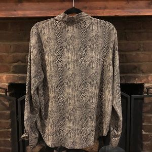 Snakeskin Print Silk Long Sleeve Blouse